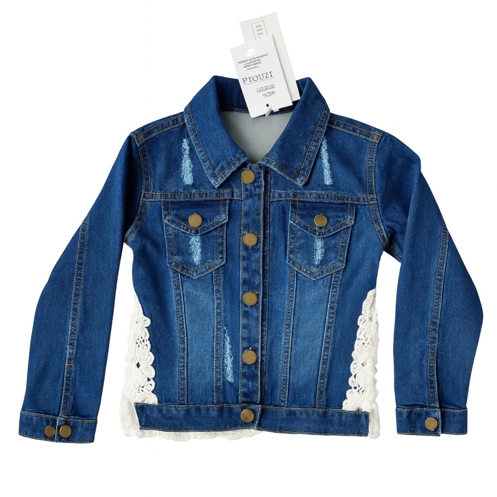 ML Kids Blue Denim Lace Trim Jacket Girls Size 5 NWT